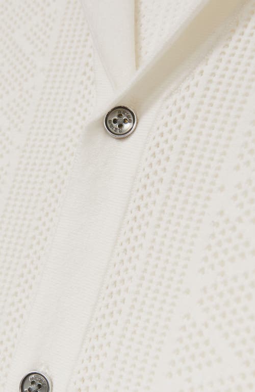 Reiss Kipling Texture Knit Camp Shirt In White