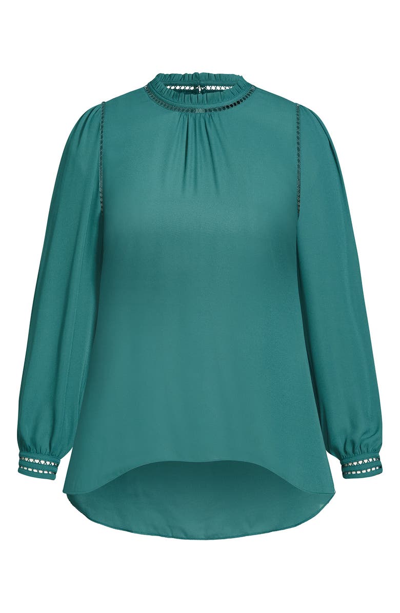 City Chic Kiss Me Quick Embroidered Inset Blouse, Alternate, color, Alpine