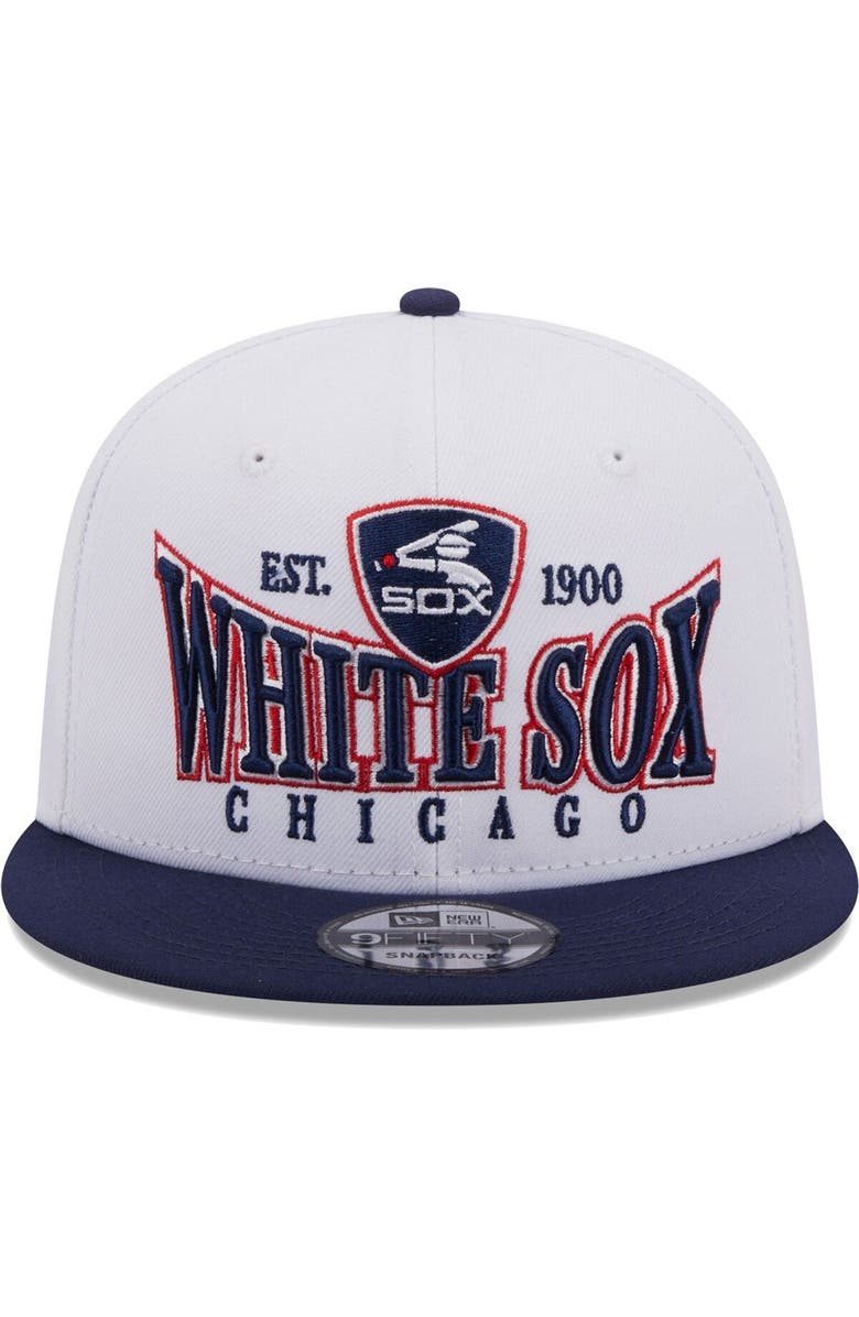 New Era Men's New Era White/Navy Chicago White Sox Crest 9FIFTY Snapback Hat, Alternate, color, White