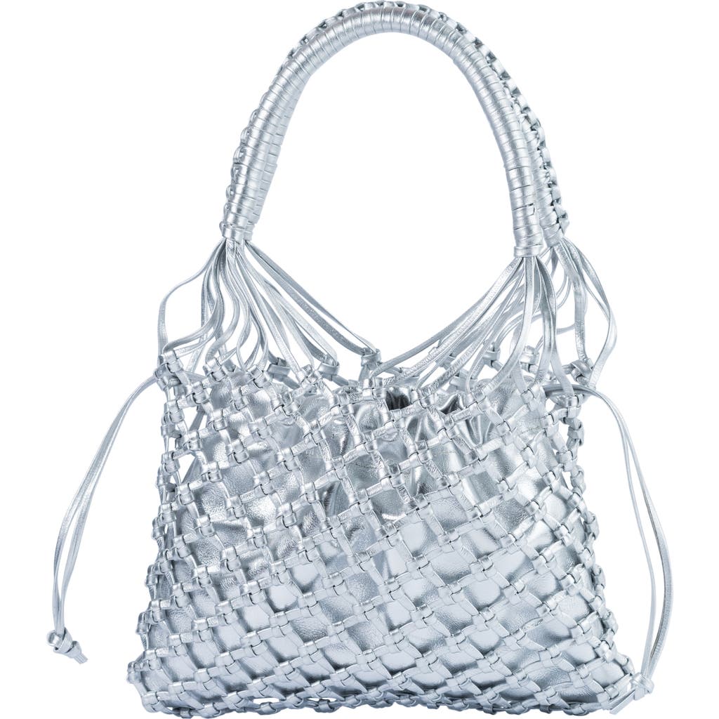 Adriana Castro La Red Mini Mesh Bag In Leather In Silver