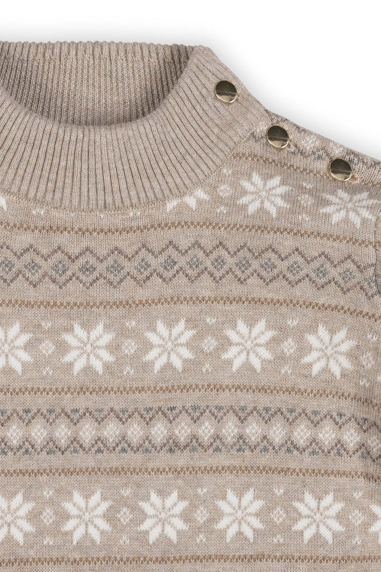 Kids' Organic Mock Neck Flounce Sweater Dress, Alternate, color, Light Taupe Heather Fair Isle