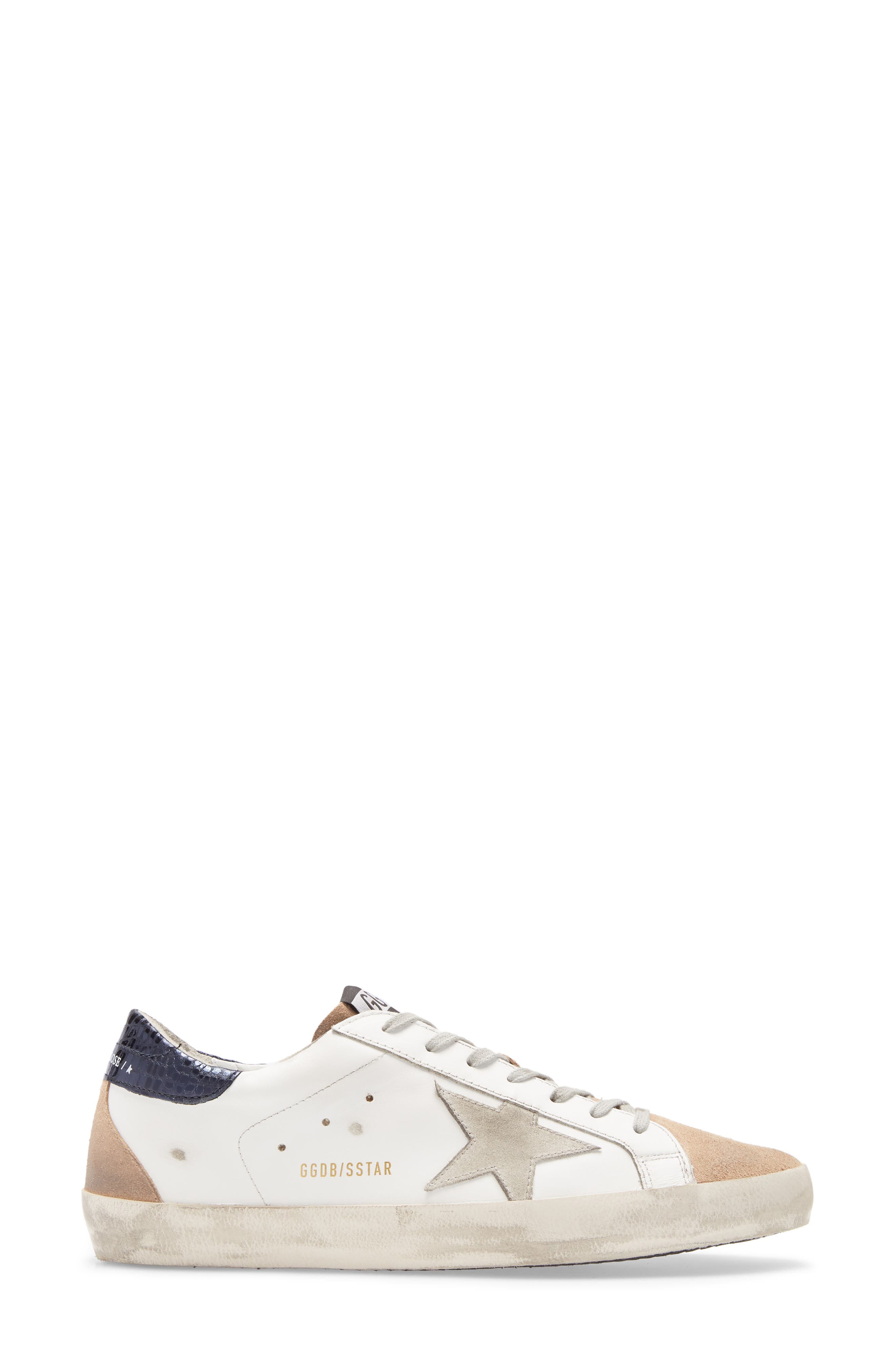 Super Star Sneaker (Nordstrom Exclusive), Alternate, color, WHITE LEATHER/ NUDE SUEDE/ ICE