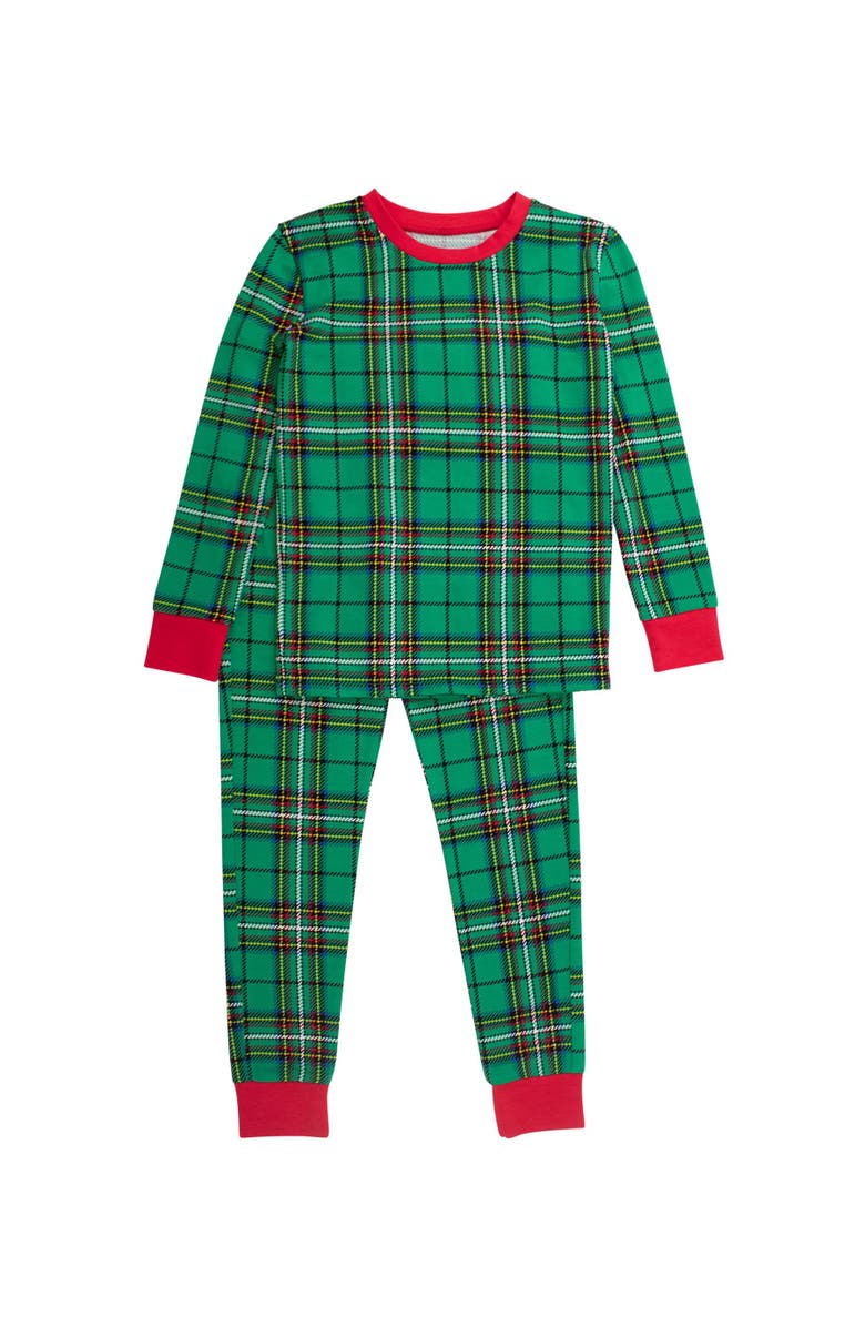 RuffleButts Gender Inclusive Modal Blend Long Sleeve Pajama Set, Main, color, Green Nicholas Plaid