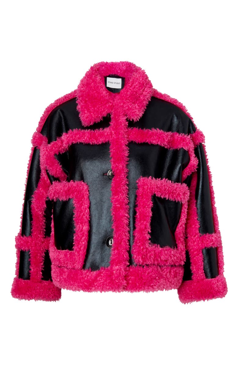 Stand Studio Fay Short Faux Fur Coat, Alternate, color,