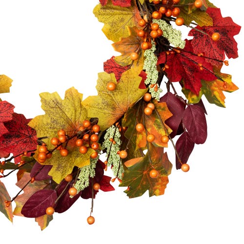 Northlight Leaves And Berries Artificial Fall Harvest Wreath In Multi