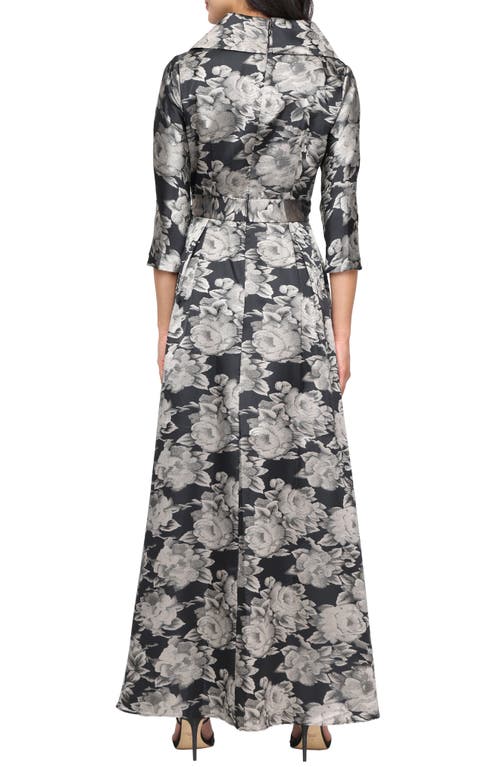 Alex Evenings Floral Jacquard High-low Gown In Black