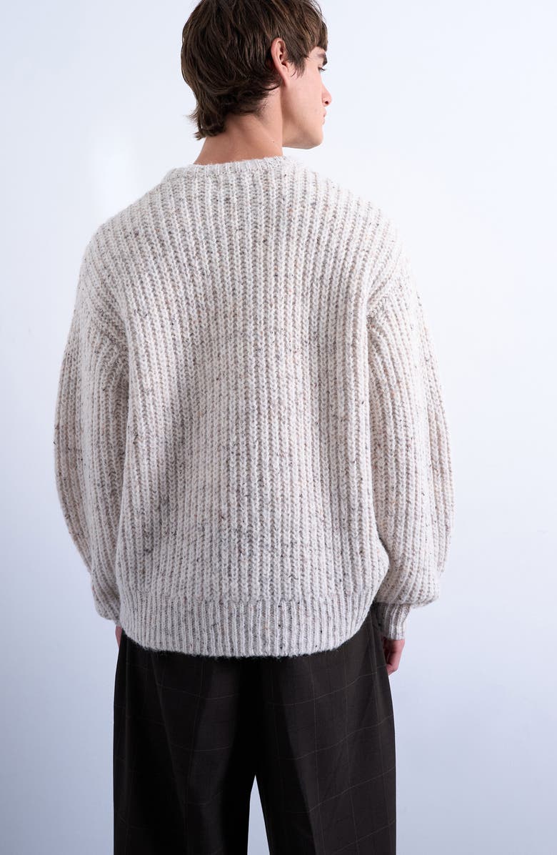 Topman Relaxed Fit Ribbed Knit Sweater, Alternate, color, Ecru