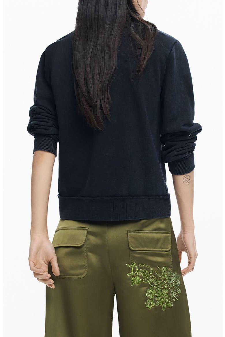 Heart Embroidered Cotton Graphic Sweatshirt, Alternate, color, BLACK