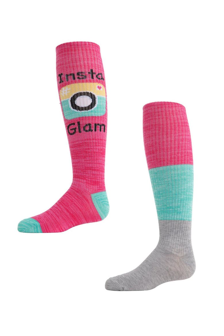 InstaGlam Knee High Socks 2-Pack, Main, color, Pink Mix