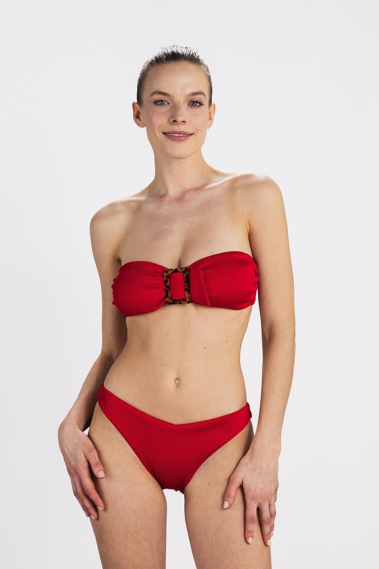 Rio Bandeau Top & Slip Bottom, Alternate, color, Red