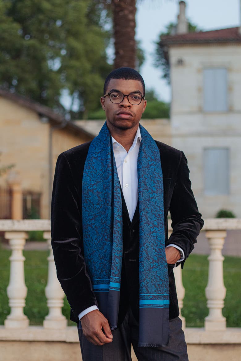 Rapallo - Silk Scarf for Men, Alternate, color, Midnight Blue
