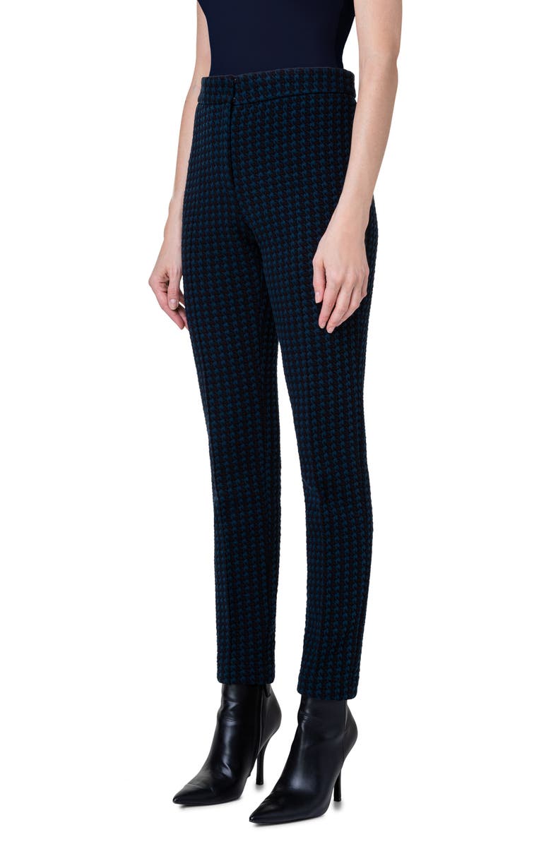 Akris punto Mara Houndstooth Check Cotton Blend Pants, Alternate, color, Navy
