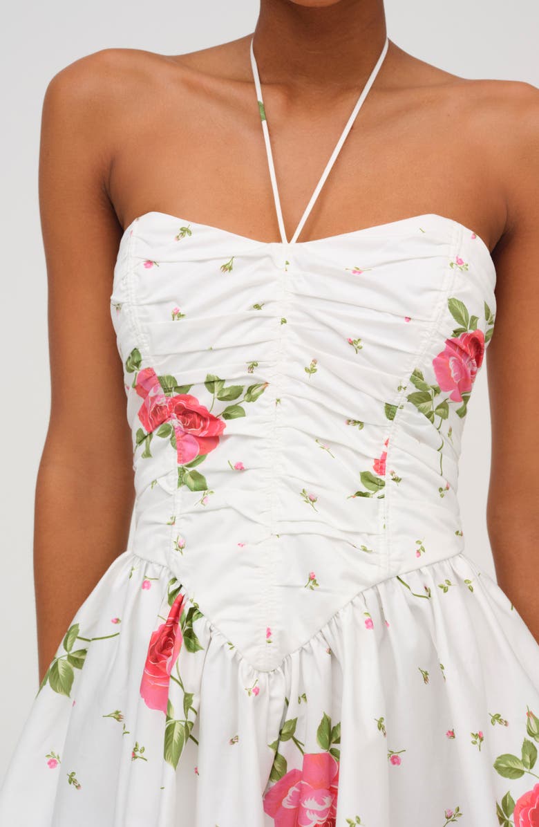 For Love & Lemons Rosebud Corset Halter Minidress, Alternate, color, 