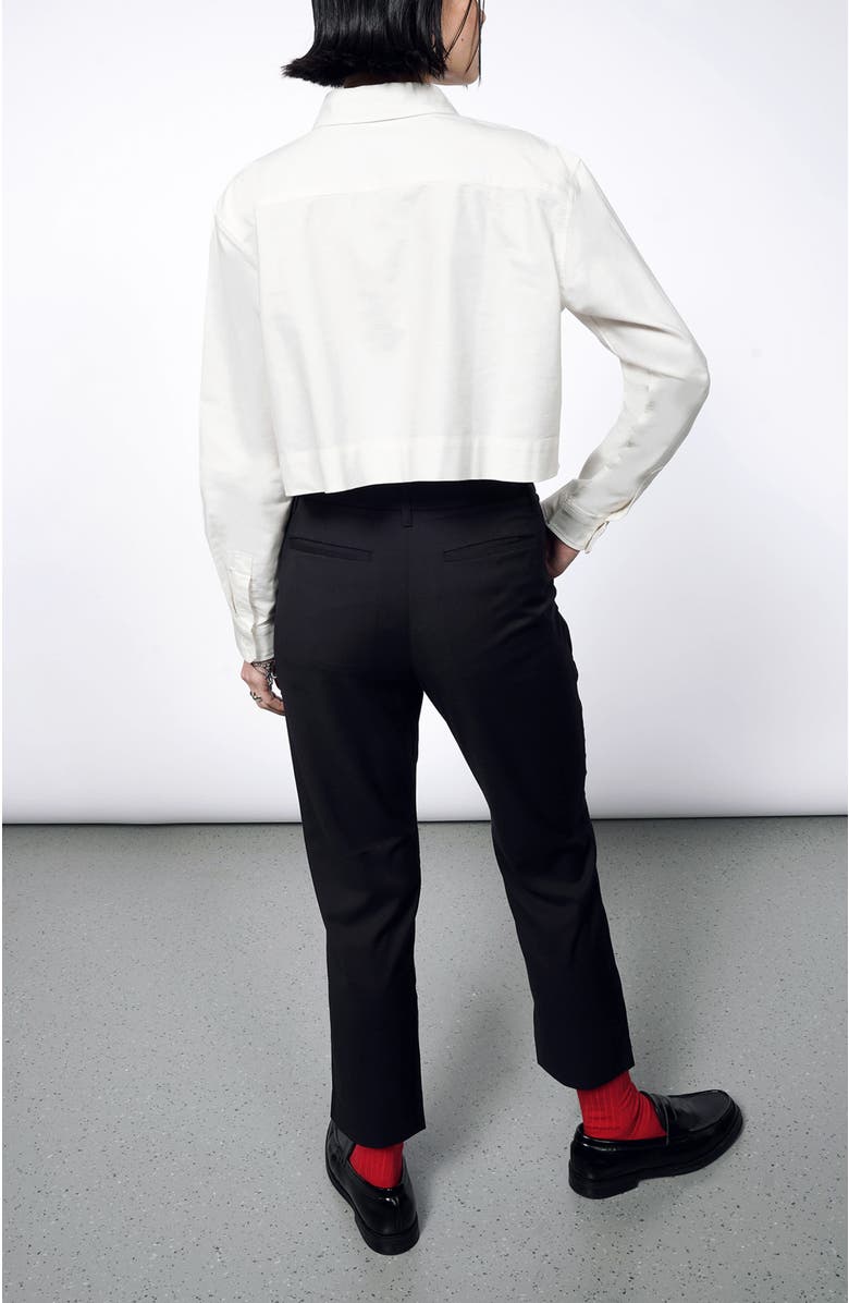 WILDFANG The Essential Long Sleeve Cropped Oxford Button Up, Alternate, color, White