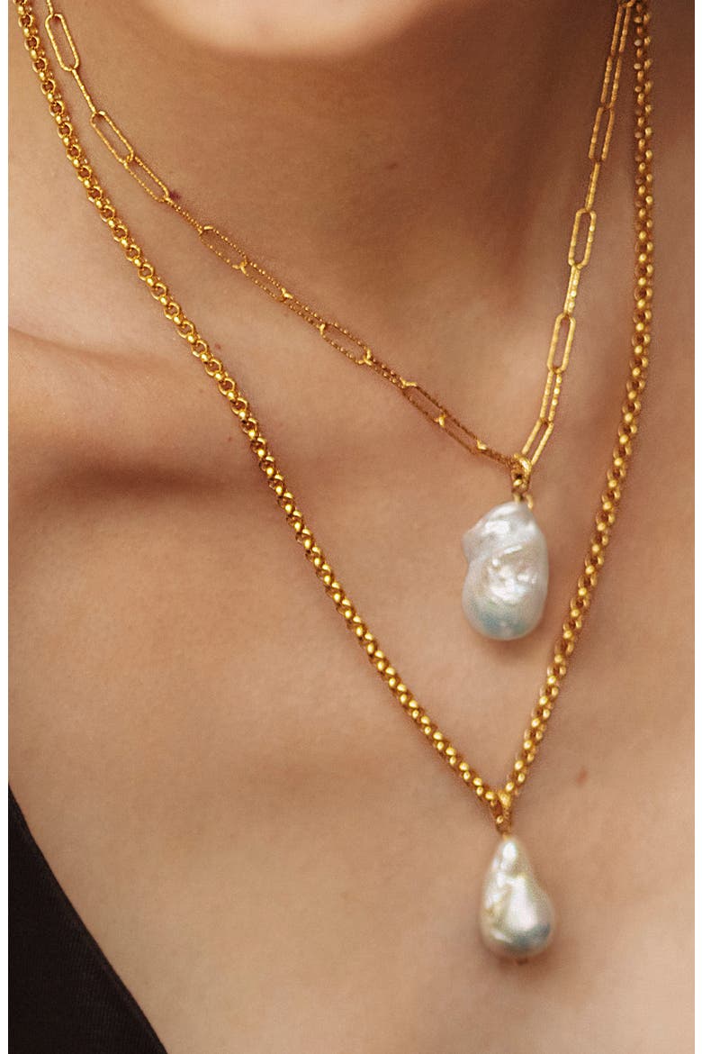 Large Baroque Pearl Pendant Charm, Alternate, color, 18CT GOLD VERMEIL/SILVER