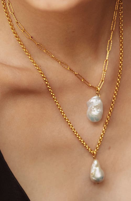 Monica Vinader Large Baroque Pearl Pendant Charm In Gold
