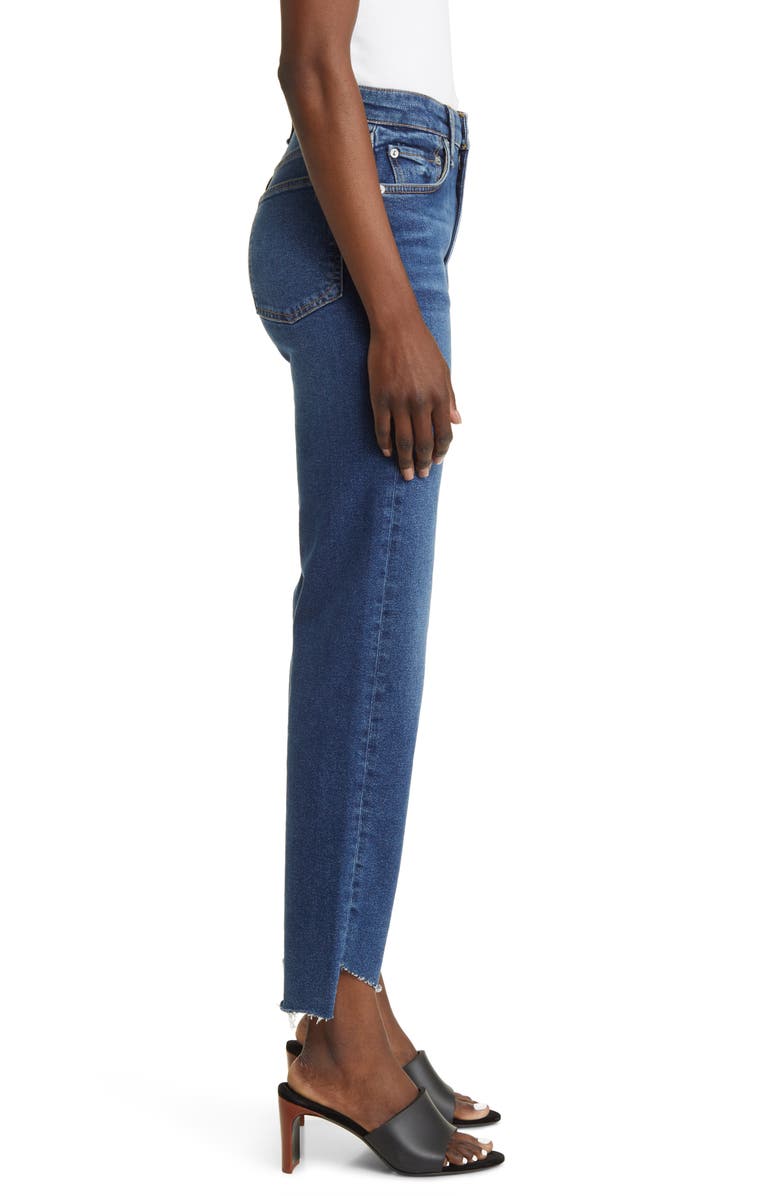 rag & bone Harlow Mid Rise Fray Curve Hem Jeans, Alternate, color, Marine