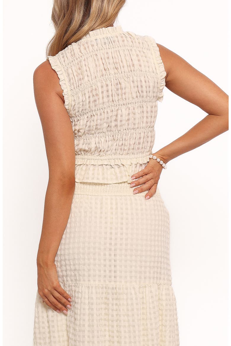 Farica Seersucker Gingham Tie Front Tank, Alternate, color, CREAM