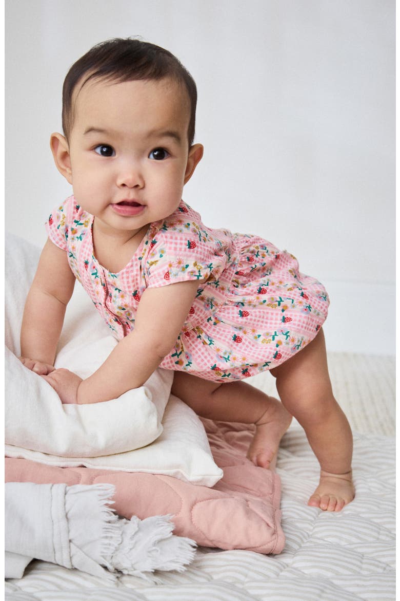 Strawberry Floral Romper, Alternate, color, PINK