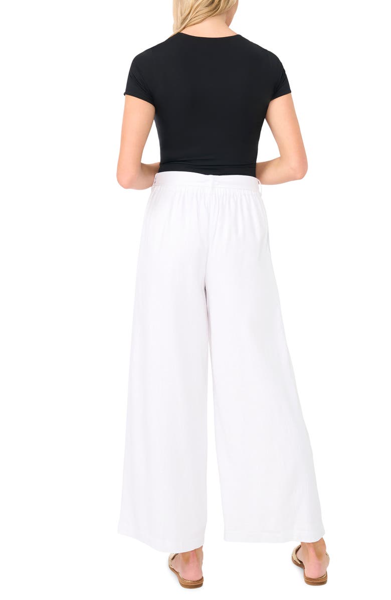 Vince Camuto Tie Waist Wide Leg Ankle Pants, Alternate, color, Ultra White