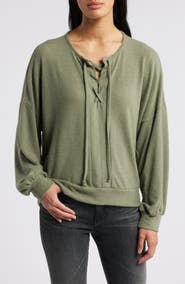 Loveappella Lace-Up Knit Top