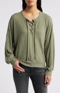 Loveappella Lace-Up Knit Top