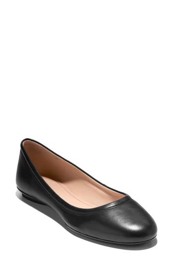Cole Haan Georgie Ballet Flat in Black Leather at Nordstrom Rack, Size 7