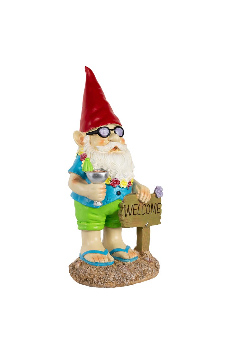 Northlight 16" Summer Time "Welcome" Gnome Outdoor Garden Statue, Alternate, color, Red