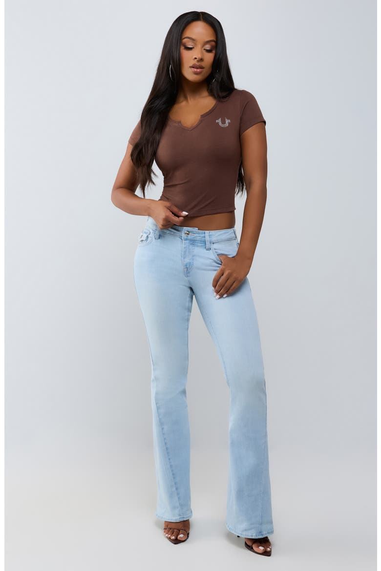 Joey Crystal Mid Rise Flare Jeans, Alternate, color, LIGHT RAINWATER WASH