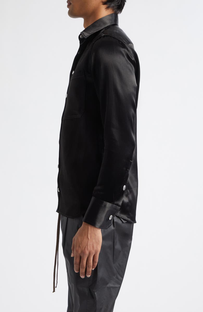 JKEEFER Greg Satin Western Shirt, Alternate, color, Black