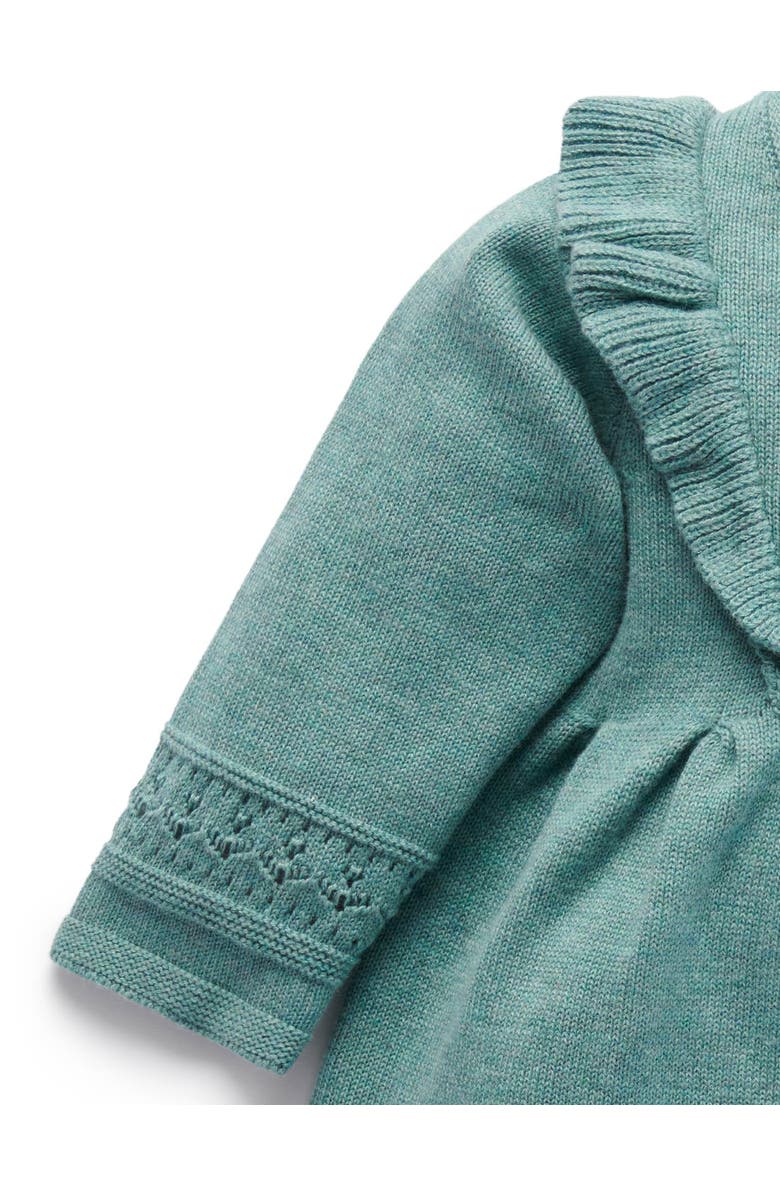 Purebaby Primrose Knitted Dress, Alternate, color, Pea Green Melange