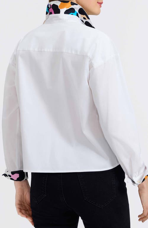 Foxcroft Marina Contrast Trim Cotton Button-up Shirt In Multi