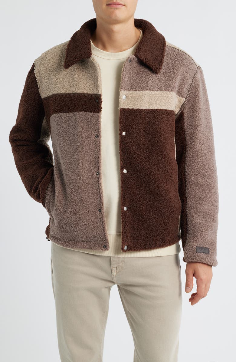 UGG<sup>®</sup> Lachlan UGGfluff Shirt Jacket, Main, color, Cola Multi