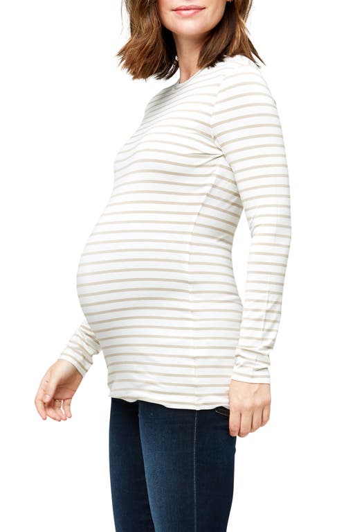 Nom Maternity Liv Long Sleeve Maternity Top In Oatmeal Stripe