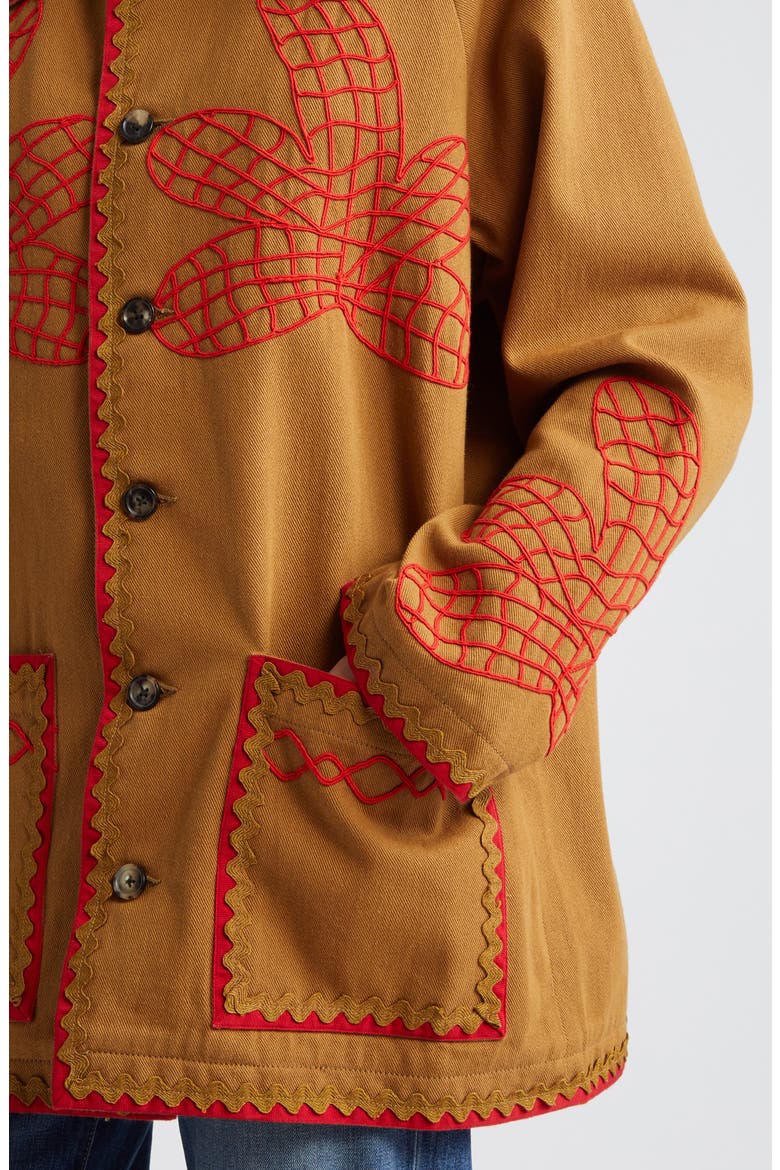Maple Embroidered Field Coat, Alternate, color, BROWN RED