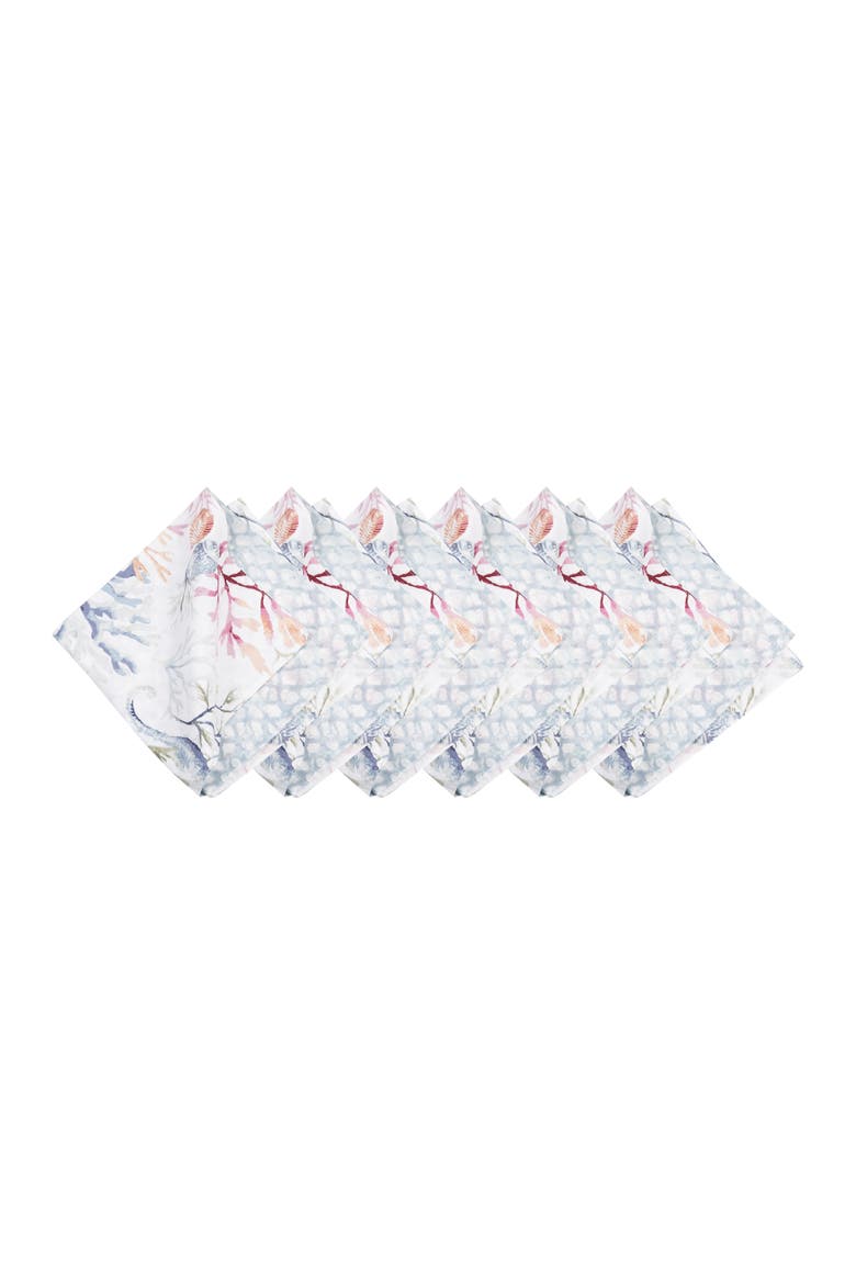 Nori Coral Cloth Napkin Set of 6, Main, color, Blue