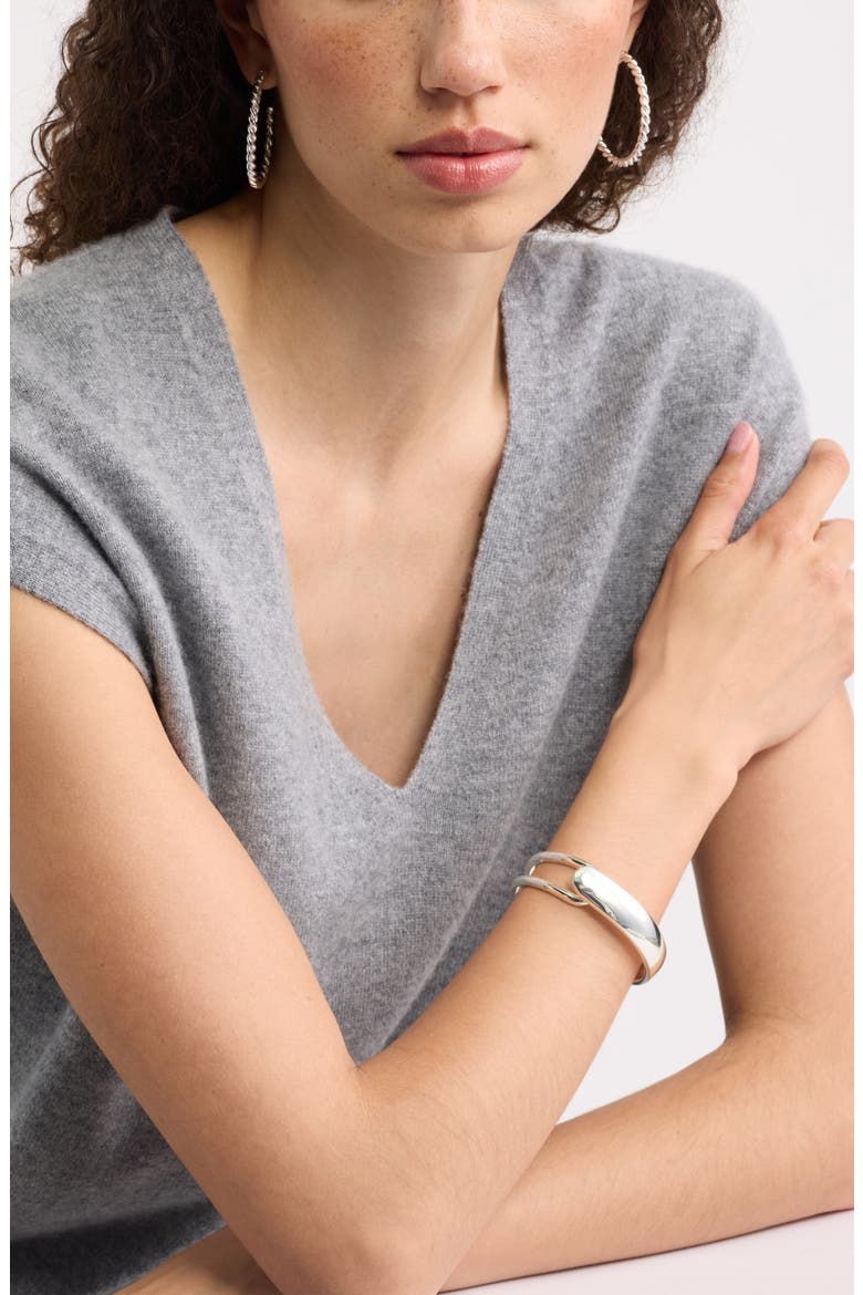 Open Loop Hinge Bangle, Alternate, color, SILVER