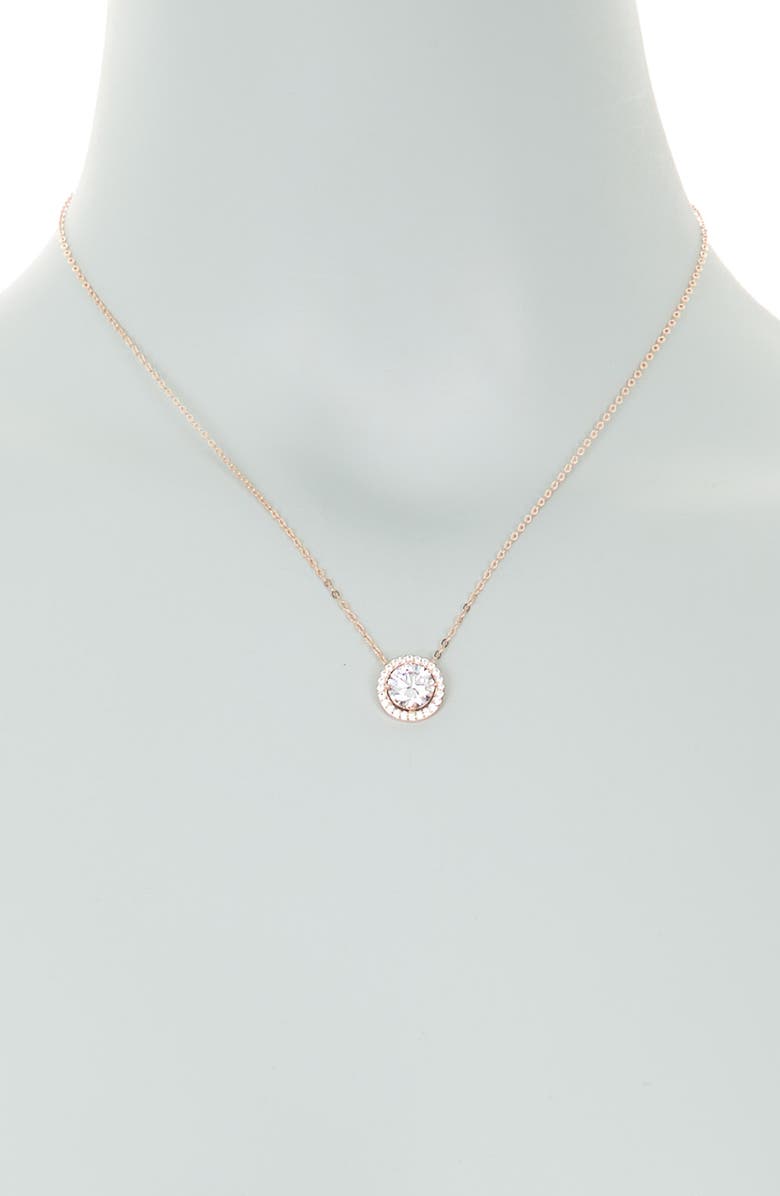 Nadri CZ Halo Pendant Necklace, Alternate, color, Clear