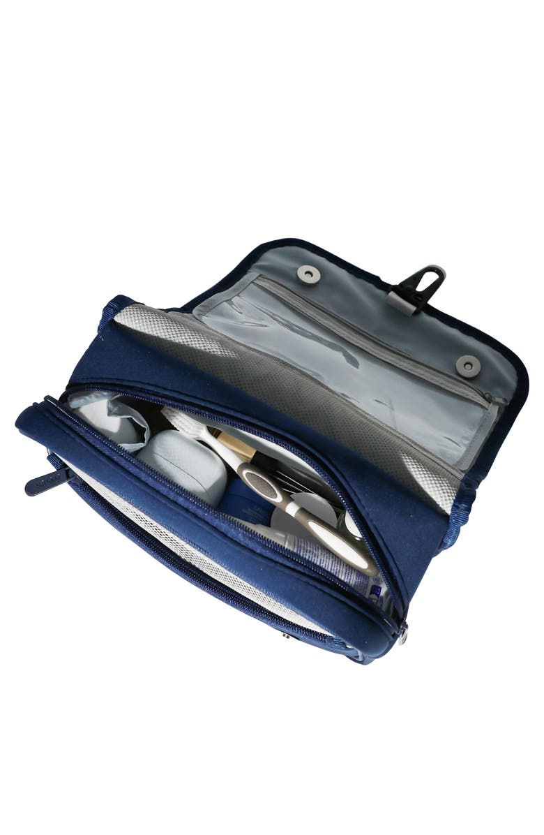 POP UPS BRAND Neoprene Water Resistant Hanging Toiletry Case, Alternate, color, Navy Blue