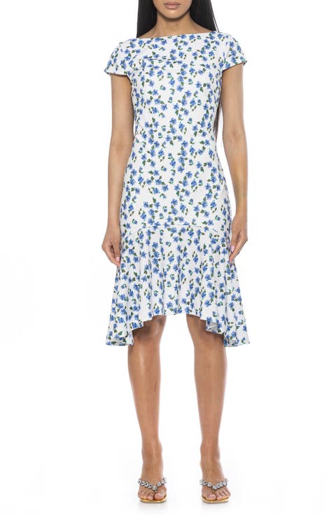 Renata Cap Sleeve Handkerchief Hem Knit Dress