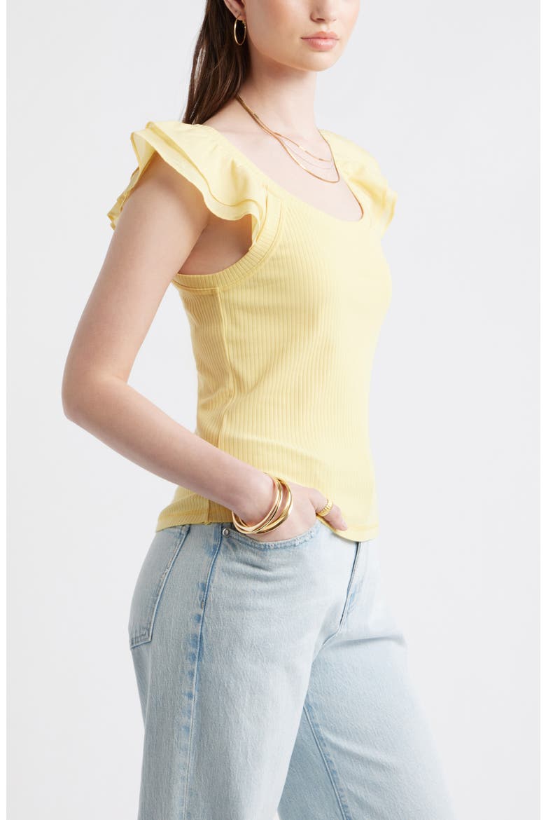 Rib Flutter Tank, Alternate, color, YELLOW SUNDRESS
