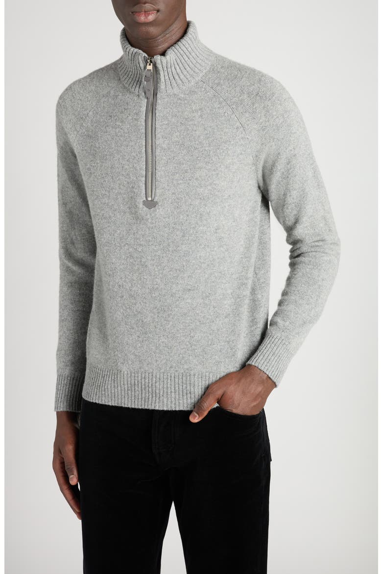 Lambswool & Cashmere Half Zip Sweater, Main, color, GREY MELANGE