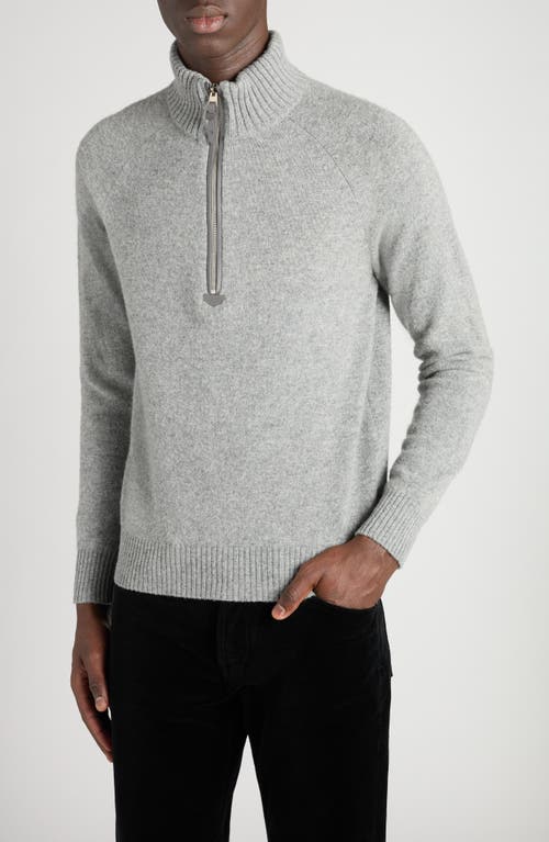 Tom Ford Lambswool & Cashmere Half Zip Sweater In Gray