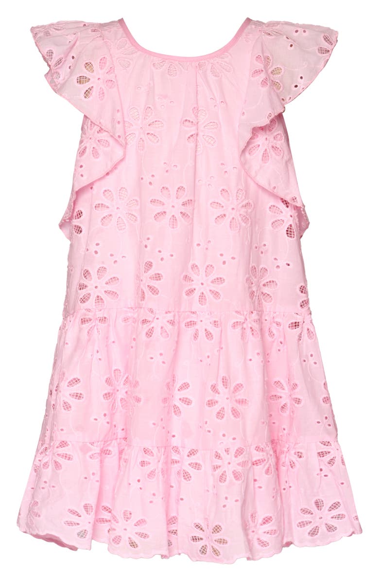 Hannah Banana Kids' Eyelet Tiered Cotton Sundress, Main, color, Pink