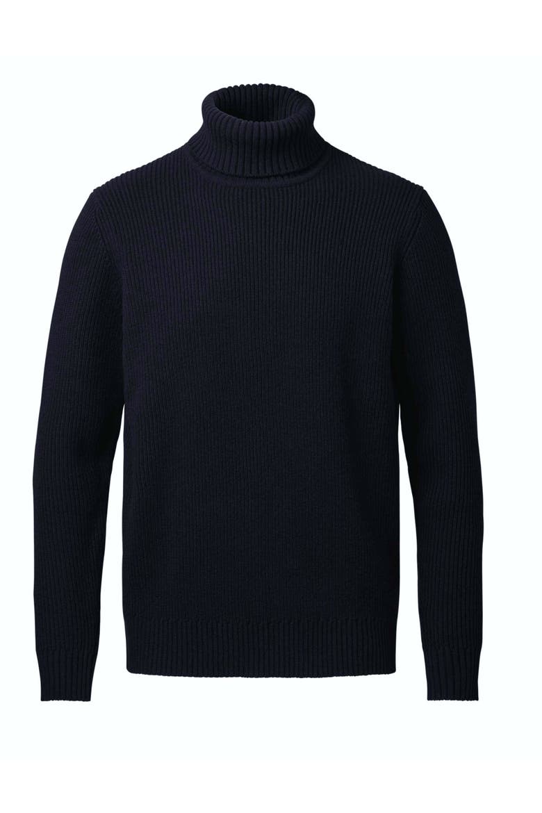 Merino Chunky Roll Neck Sweater, Alternate, color, Navy