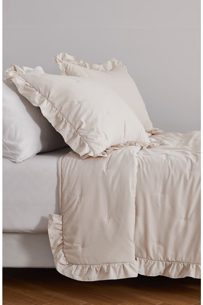 Ruffle Quilt Set, Alternate, color, BONE