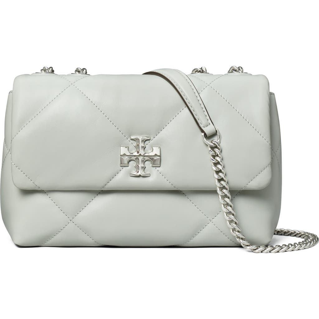 Tory Burch Small Kira Diamond Quilted Convertible Leather Shoulder Bag In Silver