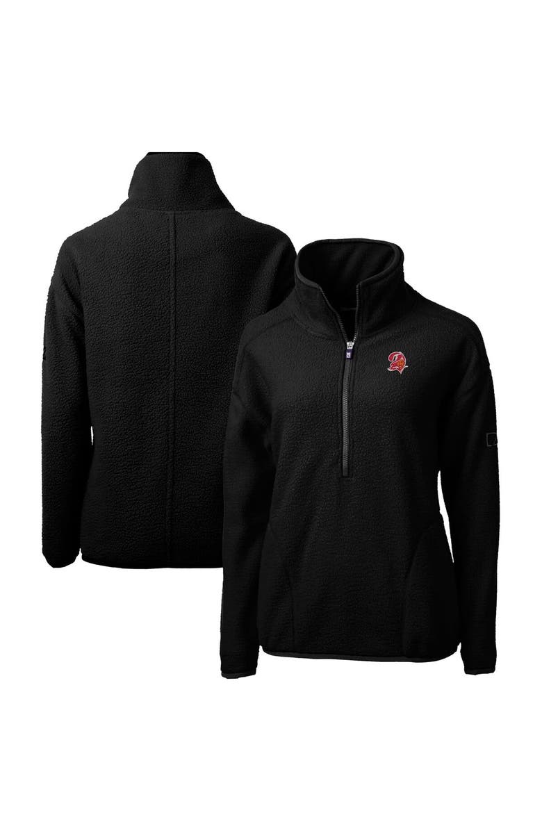 Cutter & Buck Women's Cutter & Buck Black Tampa Bay Buccaneers Throwback Logo Cascade Eco Sherpa Fleece Half-Zip Pullover Jacket, Alternate, color, 