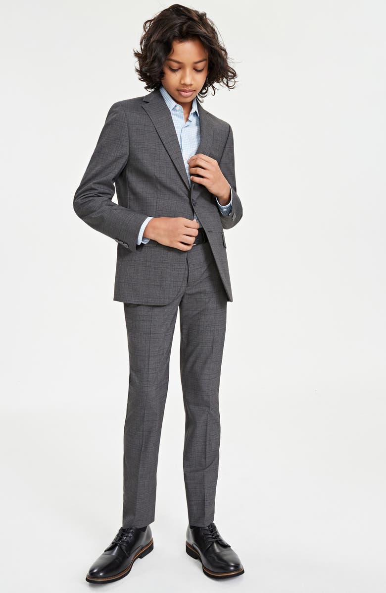 Andrew Marc Kids' Grey Check Suit, Alternate, color, Grey