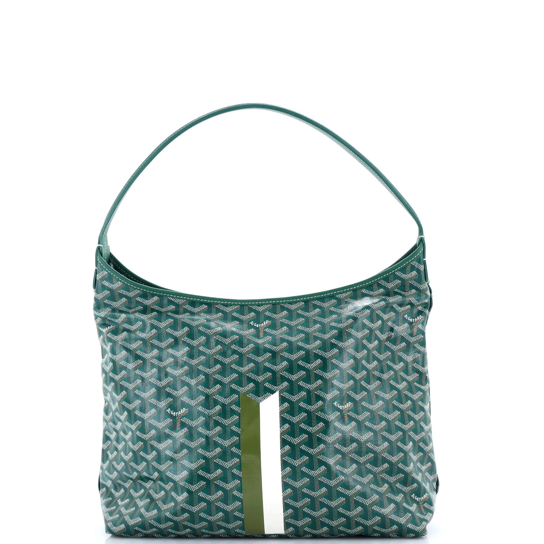 Pre-Owned Goyard Boheme Hobo Printed Coated Canvas, Main, color, Green
